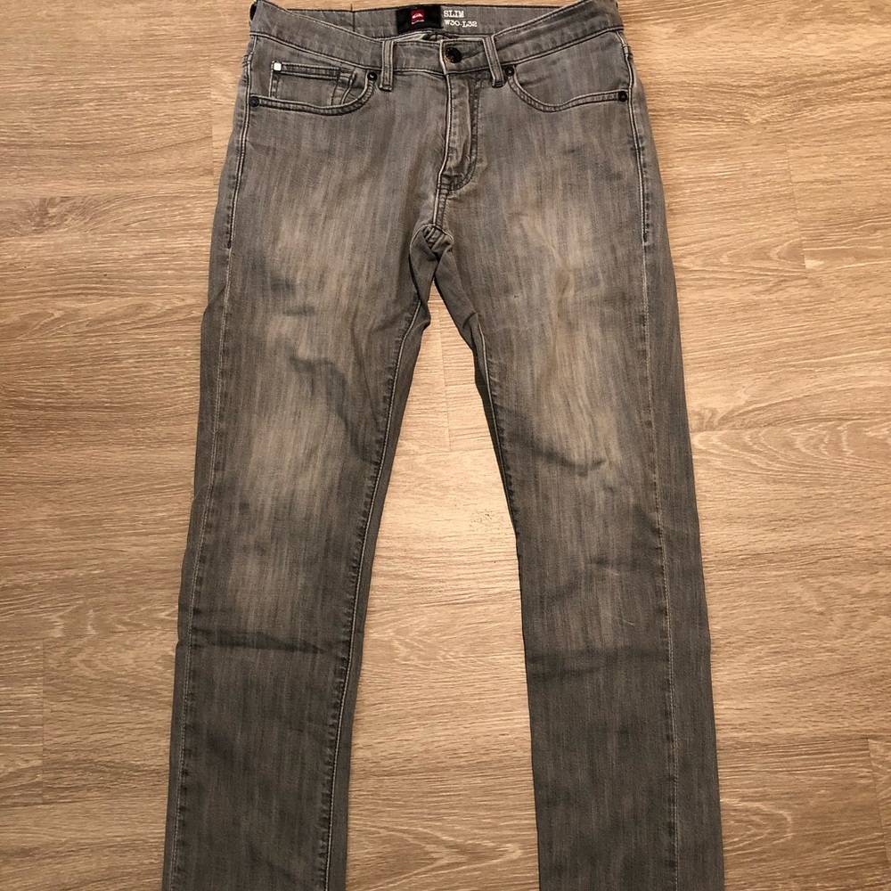 Quiksilver Mens Slim Fit Denim Jeans Light Grey Size 30x32